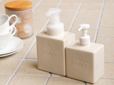 画像3: 【Block】ソープボトル 350ml ディスペンサー ブロック  スクエア キューブ 陶器 日本製 lolo