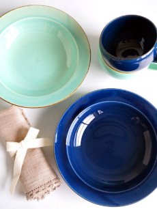 画像1: 【作山窯-SAKUZAN-】藍　パスタ皿/リムボウル/日本製/陶器 (1)