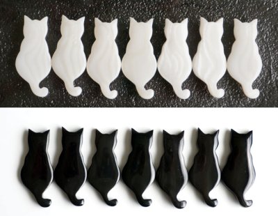 画像3: 【Pearl Collection】猫　箸置きS/ねこ/白猫/黒猫/ネコ/キャット/レスト/水牛角/シェル/パール/貝