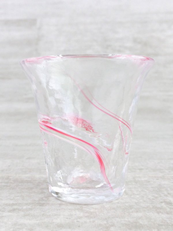 津軽びいどろ】盃 桜流し/冷酒/おちょこ/ぐいのみ/盃/ミニグラス 