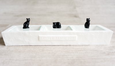 画像1: 【Neco】ネコ 3レンジボックス ブラック　小物入れ/ジュエリーボックス/指輪置き/猫/ねこ/キャット/cat/ティーズコレクション T's COLLECTION