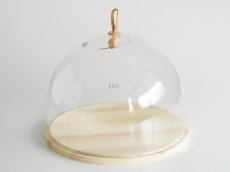 画像2: 【LSA】IVALO  ガラスドーム　320mm/ガラス製/木/ケーキドーム/レザー/DOME&ASH BASE/LSA International /箱入り/ハンドメイド/ポーランド製 (2)