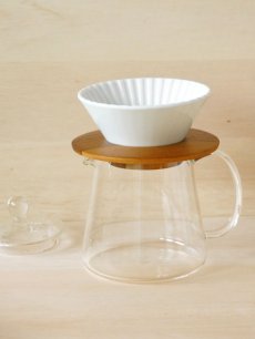 画像1: 【PALETTE】ドリッパー 丸セット　 Dripper S パレット ドリッパー　ドリッパーホルダー　コーヒーサーバー　ホワイト　White　あめ　茶　木製　ガラス製　陶器　磁器　日本製 (1)