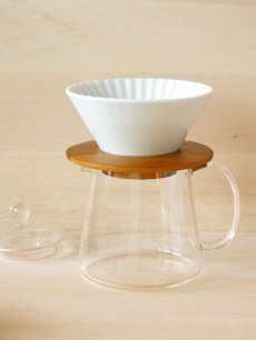 画像1: 【PALETTE】ドリッパー 丸セット　 Dripper M  ドリッパー　ドリッパーホルダー　コーヒーサーバー　ホワイト　White　あめ　茶　木製　ガラス製　陶器　磁器　日本製 (1)