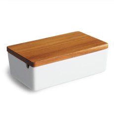 画像4: 【B STYLE KITCHEN】バターケース　200g　保存容器　バターボックス　木葢　日本製　シンプル　かわいい　木製　チーク材　陶器　白磁　磁器　LOLO　北欧 (4)