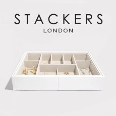 画像1: 【STACKERS】ジュエリーケース スライダー ホワイト　Ｌサイズ/英国/スタッカーズ/格子/収納/ジュエリーケース/ジュエリートレイ/引き出し/アクセサリーケース/イギリス/ロンドン/ジュエリー/アクセサリー/ケース/ジュエリーボックス (1)