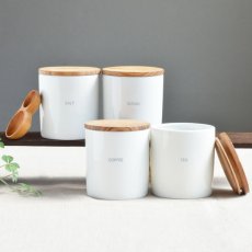 画像9: 【BS】BASIC CANISTER　ベーシック　キャニスター　BS08 チーク材 木葢 ストーン 陶器 日本製 LOLO　ソルト　シュガー　コーヒー　ティー (9)