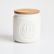 画像3: 【SALIU】キャニスター　BS03 チーク材 ホワイト 白 ブラック 黒 サリュウ 木蓋 陶器 LOLO ロロ 美濃焼 日本製 (3)