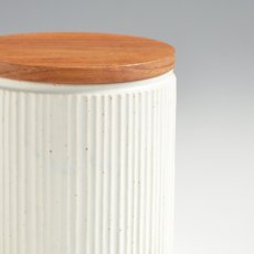 画像3: 【SALIU】キャニスター　SA00 しのぎ チーク材  削ぎ 木蓋 陶器 LOLO ロロ 美濃焼 日本製 (3)