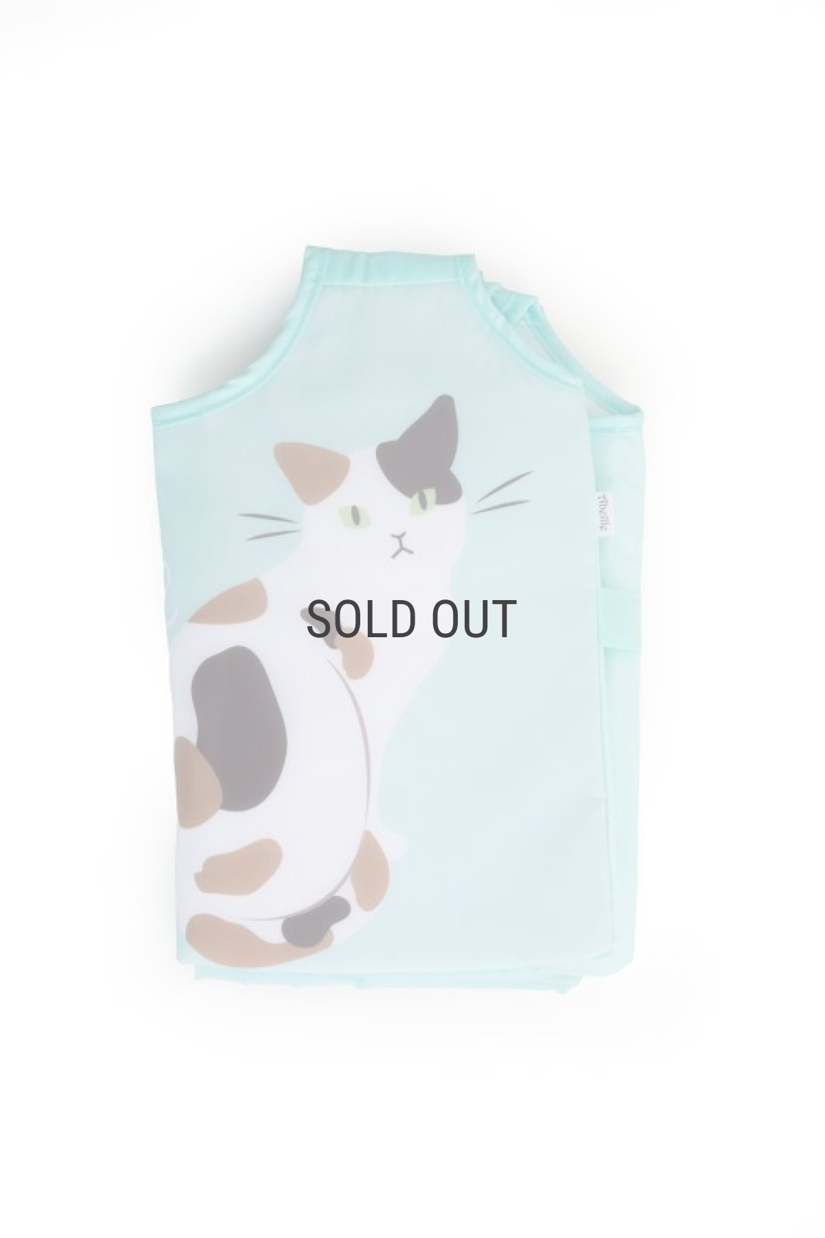 画像4: 【Abeille】Shopping Basket Bag ミント ミケ　/猫/青/ブルー/ミケ猫/エコバッグ/ショッピングバッグ/買い物バッグ/キャット/cat/猫好き/ (4)