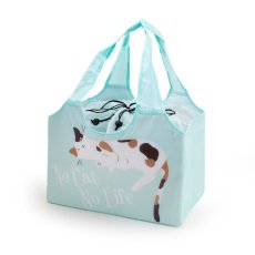 画像1: 【Abeille】Shopping Basket Bag ミント ミケ　/猫/青/ブルー/ミケ猫/エコバッグ/ショッピングバッグ/買い物バッグ/キャット/cat/猫好き/ (1)