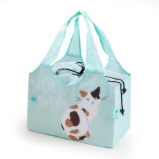 画像3: 【Abeille】Shopping Basket Bag ミント ミケ　/猫/青/ブルー/ミケ猫/エコバッグ/ショッピングバッグ/買い物バッグ/キャット/cat/猫好き/ (3)