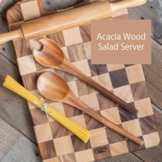 画像1: 【 Acacia Wood 】サラダサーバー　木製　スプーンフォーク　セット　アカシア　 (1)