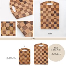 画像4: 【 Acacia Wood 】チェック　木製　カッティングボード　ハンドル　サイズL　45cm x30cm　アカシア　 (4)