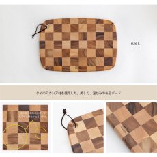 画像4: 【 Acacia Wood 】チェック　木製　カッティングボード　紐付き　サイズL　45cm x28cm　アカシア　 (4)