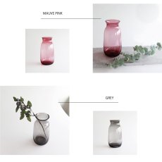 画像4: 【BOB CRAFT】キャスケット　L 　高さ30cm ガラス　フラワーベース　クリア　モーヴピンク　グレイ　花瓶　 (4)