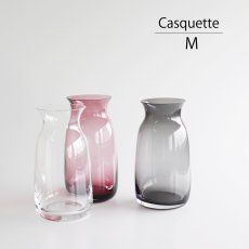 画像1: 【BOB CRAFT】キャスケット　M 　21cm 　ガラス　フラワーベース　クリア　モーヴピンク　グレイ　花瓶　 (1)