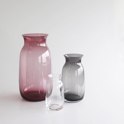 画像1: 【BOB CRAFT】キャスケット　S　15cm 　ガラス　フラワーベース　クリア　モーヴピンク　グレイ　花瓶 Casquette