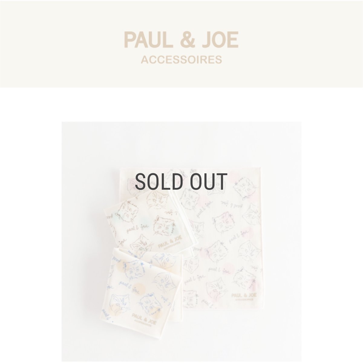 画像2: 【PAUL&JOE】ガーゼ　タオルハンカチ　ポール＆ジョー　Eco Collection オーガニックコットン　ネコ　 (2)