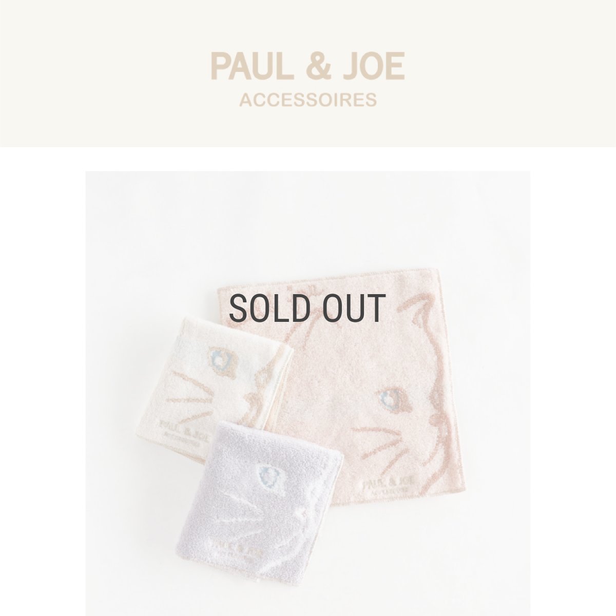 画像2: 【PAUL&JOE】タオルハンカチ　ポール＆ジョー　Gipsy　ジプシー　ネコ　ピンク　アイボリー　グレイ (2)