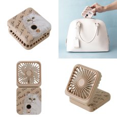 画像3: 【PAUL&JOE】ポール＆ジョー　充電式　モバイルハンディファン　ミニ扇風機　猫　(スマホスタンド/ミラー付き/ 5段階風量切替) 　充電用USBケーブル付き (3)