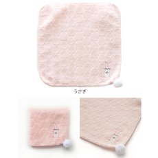 画像4: 【bloomie’s】タオルハンカチ　20×20cm　ポンポン付き　ふわふわ　ねこ　うさぎ　子鹿　日本製　ブルーミーズ (4)