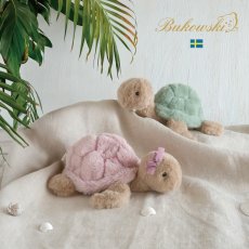 画像1: 【Bukowski】カメのサンディー　Baby Sandy　グリーン　ピンク　20cm 　スウェーデンのぬいぐるみ　ブコウスキー  ソフトトイ 誕生日　結婚式　 (1)