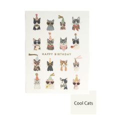 画像4: 【Klang&Kleid】Cool Cats & Party Pup　HAPPY BIRTHDAY  クールキャッツ パーティーパップス　バースデーカード  ゴールドの封筒付き　誕生日　（ネコ/Cool Ctas・イヌ/Party Pups）メッセージカード　ヨーロッパ製　箔押し ギフト　約11cm X 14cm　Design in UK 　EU印刷　ネコポス対応 (4)