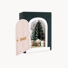 画像1: 【UP WITH PAPER】3D Cozy Room  落ち着く部屋　クリスマスカード　ポップアップカード　立体カード ギフト トンネルカード　約 12.7 cm × 8.9 cm ×6.3 cm　Design in USA ネコポス対応 (1)
