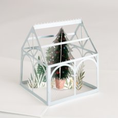 画像1: 【UP WITH PAPER】3D Winter Green House（merry & Bright ) クリスマスカード　ポップアップカード　立体カード ギフト　12.7x15.2cm　Design in USA ネコポス対応 (1)