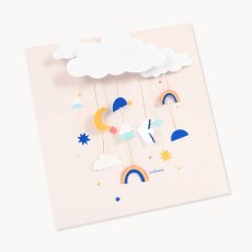 画像1: ネコポス対応【UP WITH PAPER】  Baby Mobile  "hello little one"　ゴールド箔押し　 出産祝いカード　ポップアップカード ギフト　20.3cm X 20.3cm (1)