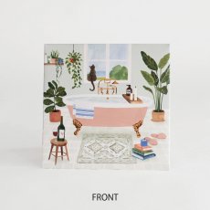 画像4: ネコポス対応【UP WITH PAPER】BATHTUB リラックスタイム　（バスタイム・猫・キャンドル・ワイン・読書）カード　ポップアップカード ギフト　13.5cm X 13.5cm　Design in USA (4)