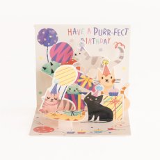 画像1: ネコポス対応【UP WITH PAPER】　3D Party Cat　バースデーカード　お誕生日カード　ポップアップカード　立体カード ギフト　7.5x7.5x7.5cm (1)