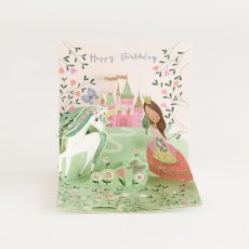 画像1: ネコポス対応【UP WITH PAPER】　3D Princes  and Unicorn プリンス＆ユニコーン　バースデーカード　お誕生日カード　ポップアップカード　立体カード ギフト　7.5x7.5x7.5cm (1)