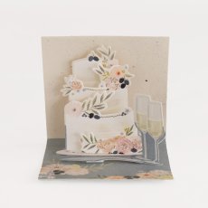 画像1: ネコポス対応【UP WITH PAPER】　3D Fondant Wedding Cake　ウェディングケーキ　ポップアップカード　立体カード ギフト　7.5x7.5x7.5cm (1)