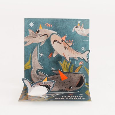 画像3: ネコポス対応【UP WITH PAPER】　3D Sharks  シャーク　バースデーカード　お誕生日カード　ポップアップカード　立体カード ギフト　7.5x7.5x7.5cm