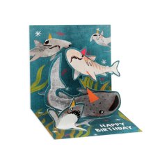 画像5: ネコポス対応【UP WITH PAPER】　3D Sharks  シャーク　バースデーカード　お誕生日カード　ポップアップカード　立体カード ギフト　7.5x7.5x7.5cm (5)