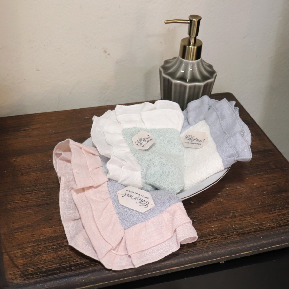 画像12: 【Chez Moi】Nature Ave.オリジナル　リネンフリルタオル　ギフト　イタリア　シェモア　リネン　コットンタオル　 (12)