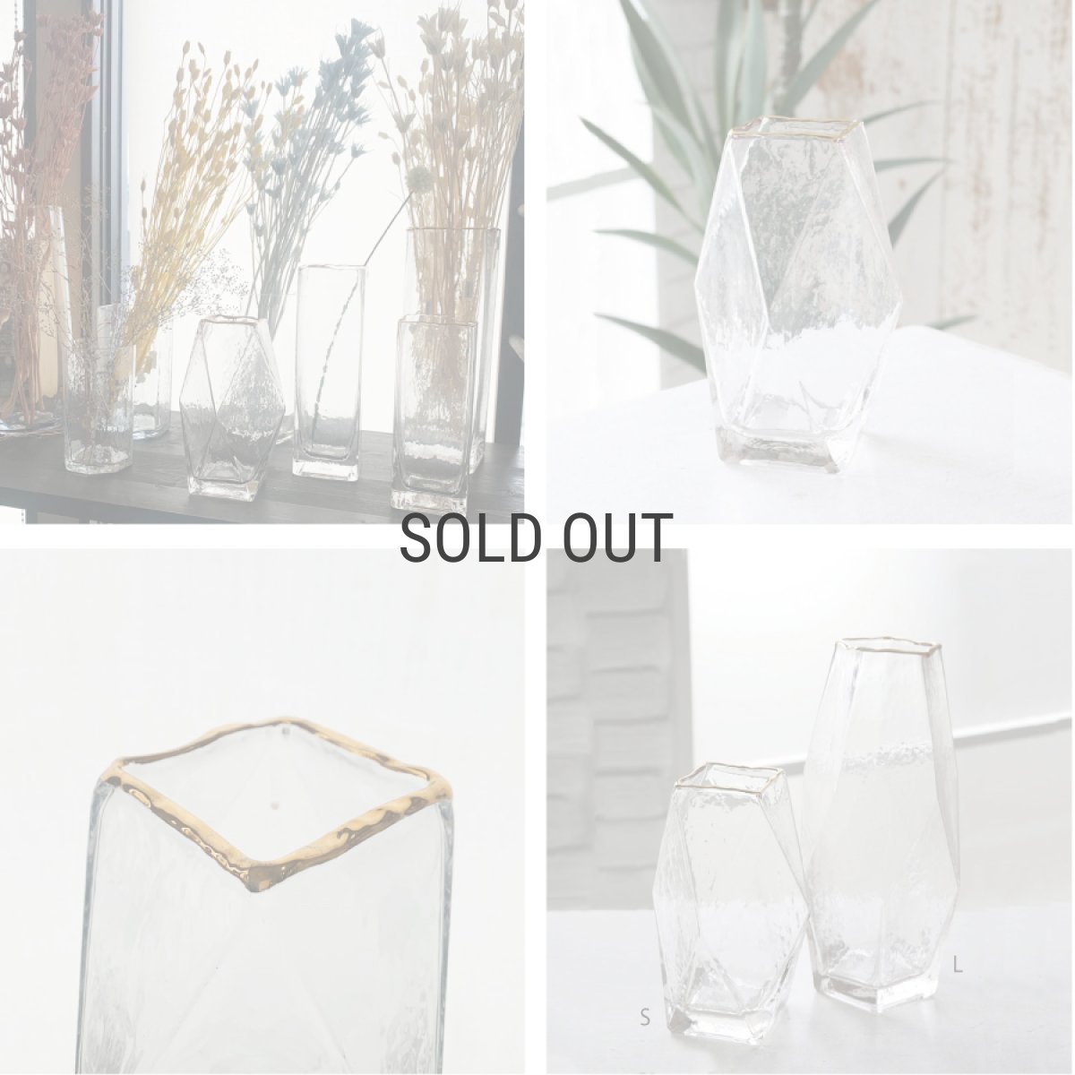 画像4: 【COVENT GARDEN】ヘイル　クリスタル　ベースS　Hail Crystal Vase ガラス　花瓶　ゴールド　コベントガーデン (4)