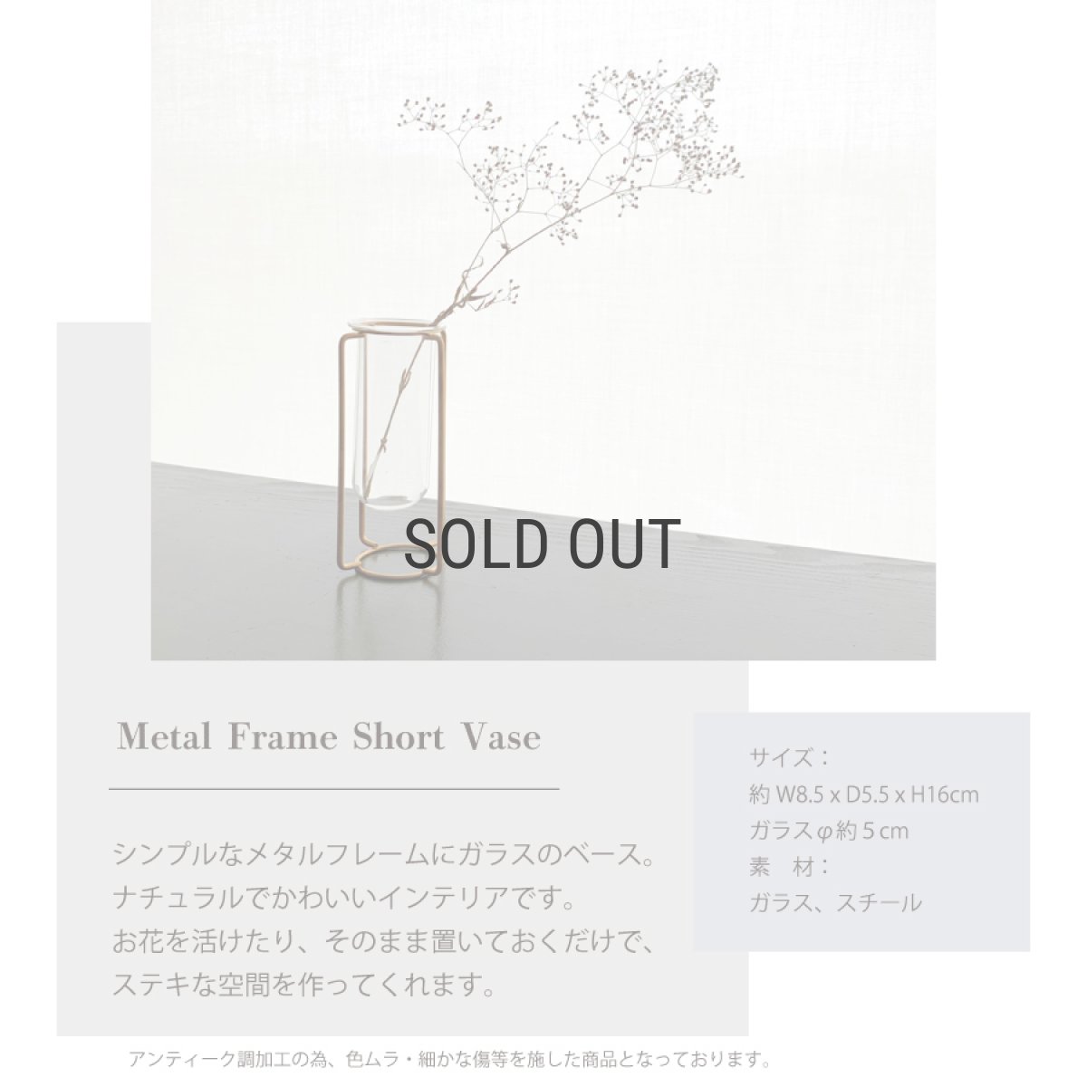 画像3: 【COVENT GARDEN】メタルフレームショートベース　ガラス　花瓶　Metal Frame Short Vase　コベントガーデン (3)