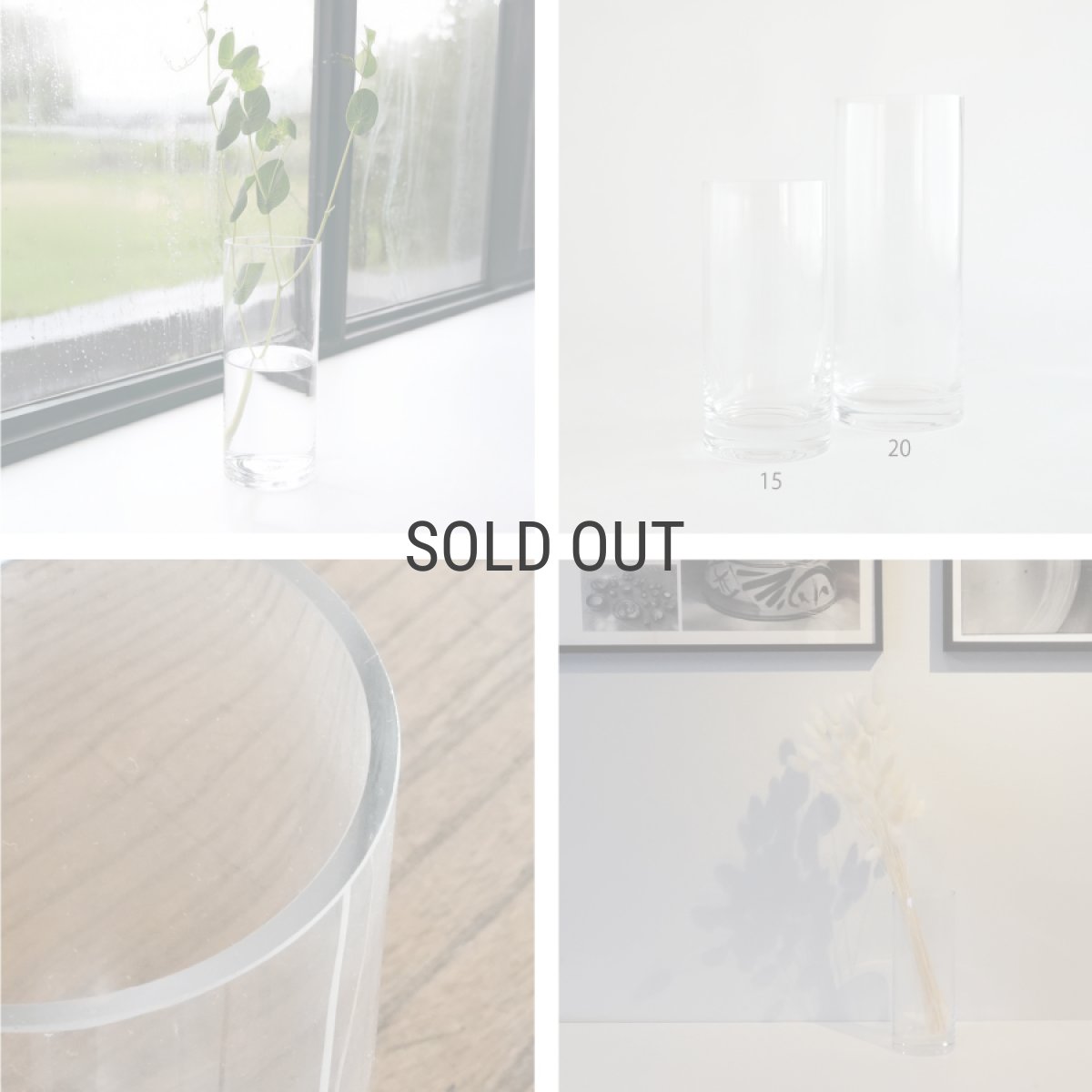 画像4: 【COVENT GARDEN】スムースシリンダーベース　H20cm  シンプル　ガラスの花瓶　コベントガーデン (4)