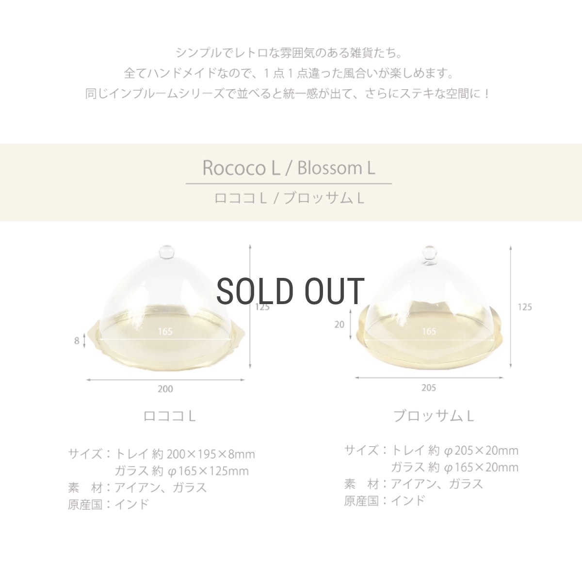 画像5: 【 Creer 】in bloom ガラスドームL　 ロココ　Rococo アイアン ゴールド　レトロ　ハンドメイド　インド製　クレエ　 (5)