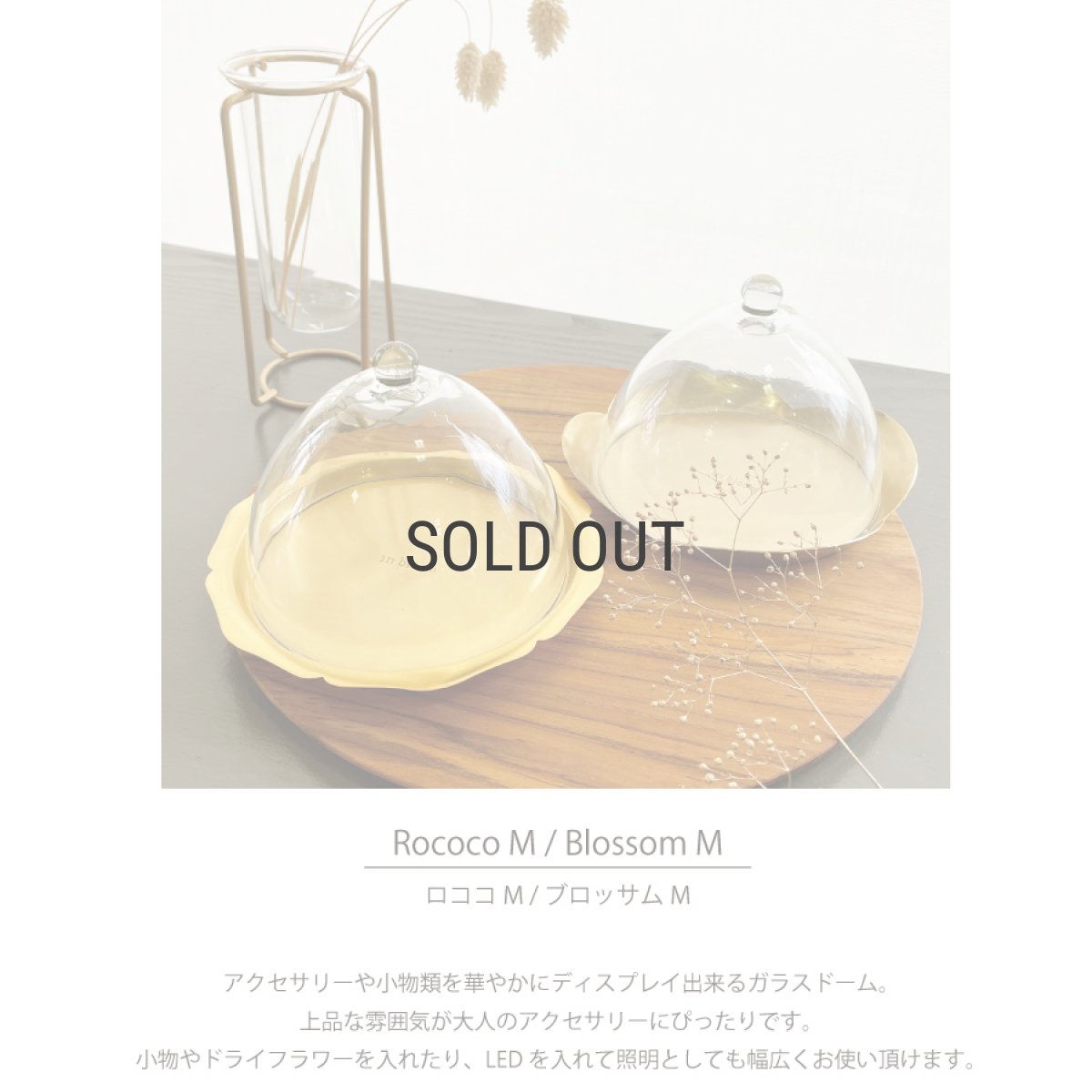 画像3: 【 Creer 】in bloom ガラスドームM　 ロココ　ブロッサム　Rococo Blossom アイアン ゴールド　レトロ　ハンドメイド　インド製　クレエ　 (3)