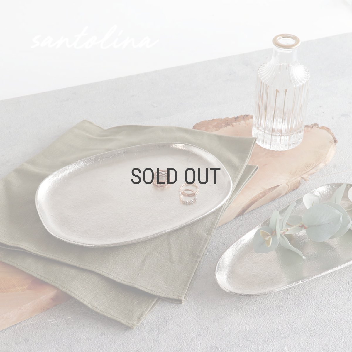 画像1: 【 Creer】santolina アルミ　オーバルトレイ　アルミ シルバー　レトロ　ハンドメイド　インド製　クレエ (1)