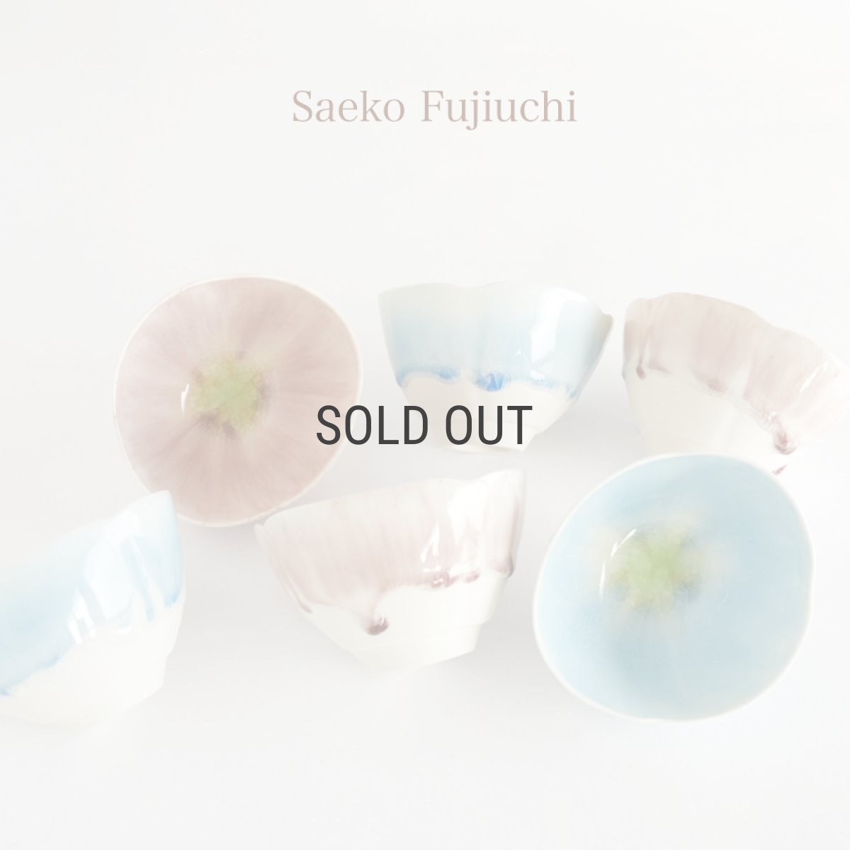 画像1: 【藤内　紗恵子】 作家　Saeko Fujiuchi  花　楕円　小鉢　ガラス釉 　磁器　手作り　陶芸家 (1)