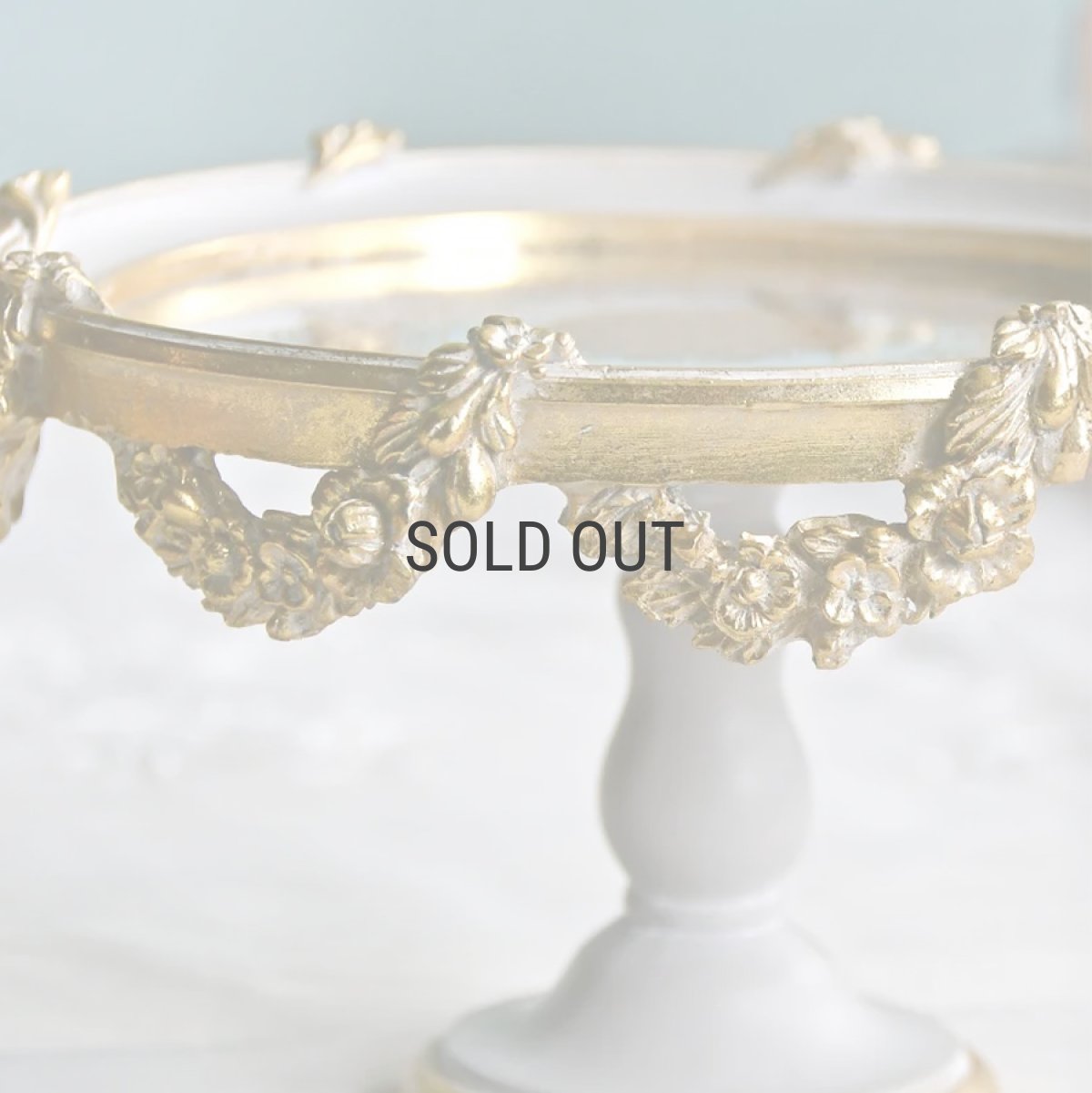 画像5: 【HM】フラワーガーランド　ミラートレイ　スタンド　グレイ　φ19.5cm×H12cm　アンティーク調 (5)