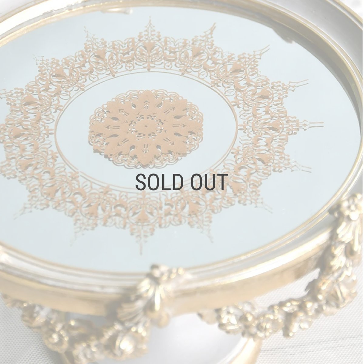 画像4: 【HM】フラワーガーランド　ミラートレイ　スタンド　グレイ　φ19.5cm×H12cm　アンティーク調 (4)