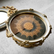 画像3: 【HM】フラワーガーランド　ミラートレイ　スタンド　グレイ　φ19.5cm×H12cm　アンティーク調 (3)