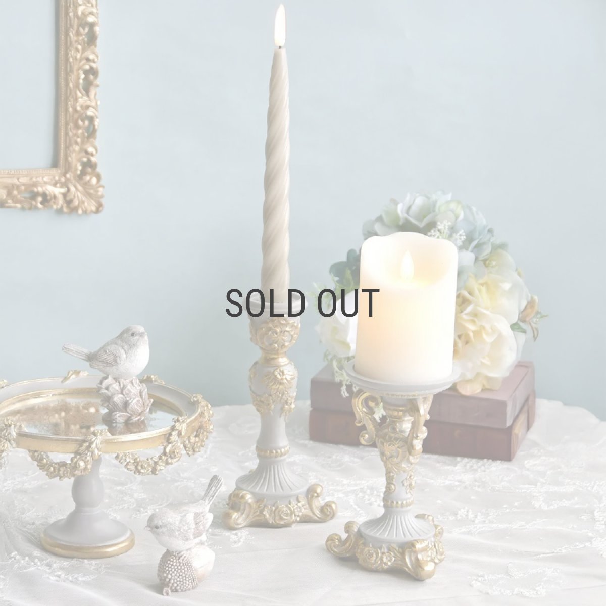 画像7: 【HM】フラワーガーランド　ミラートレイ　スタンド　グレイ　φ19.5cm×H12cm　アンティーク調 (7)