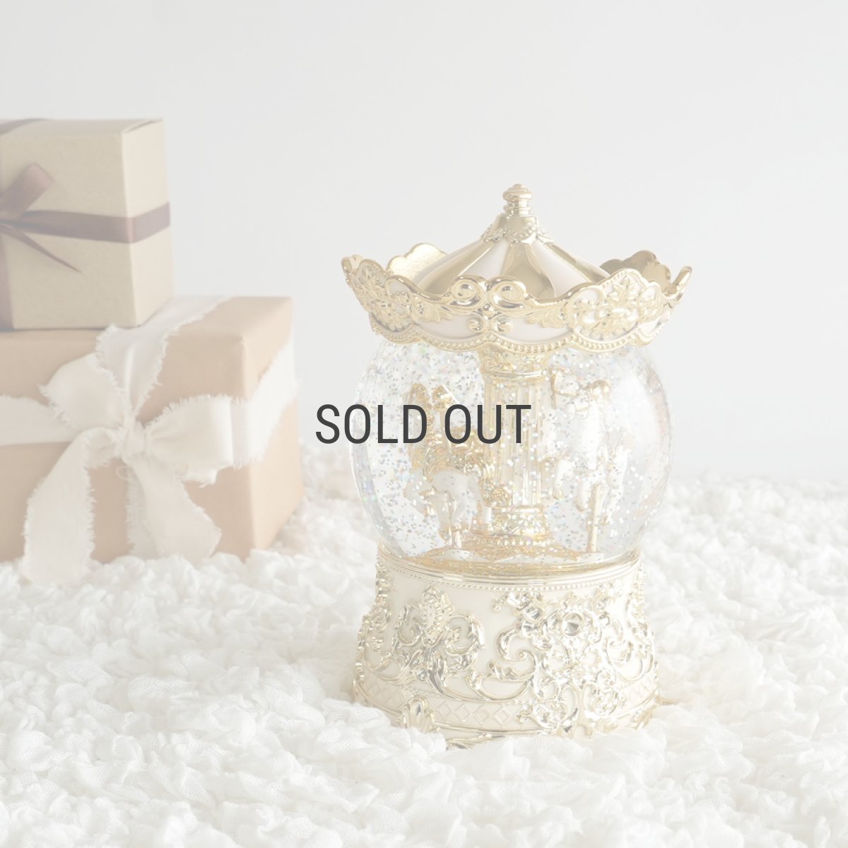 画像1: 【 HM 】リキッドLED　スノードーム　カルーセル　ゴールド　H21cm　メリーゴーランド (1)